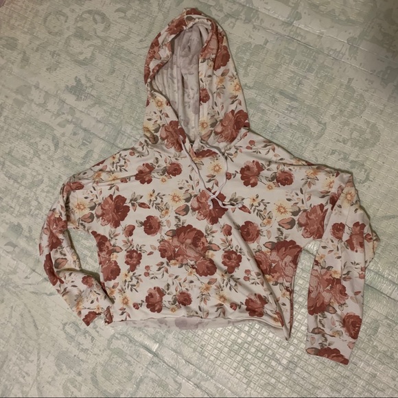 Charlotte Russe floral crop top hoodie - Picture 1 of 3